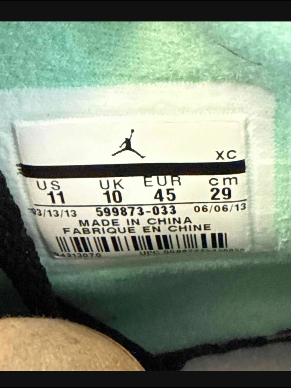 Nike Air Jordan 1 Retro ‘89 Green Glow Black Size 11 Sneakers Shoes 599873-033.
